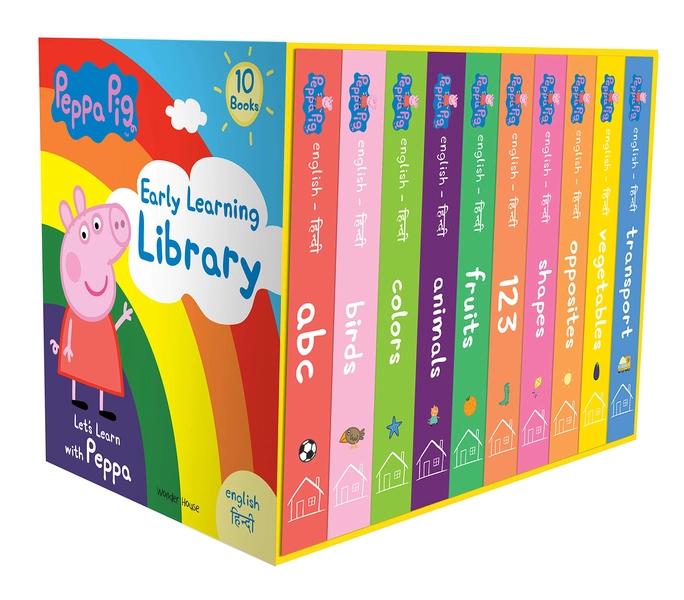 Peppa Pig Early Learning Library (English-Hindi): Boxset of 10 Board Books for Children by Wonder House